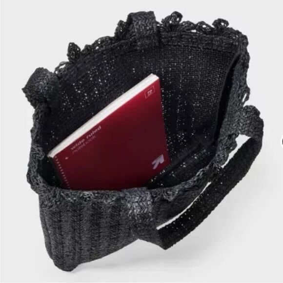 Elegant Black Woven Tote Bag A new day - Picture 3 of 4